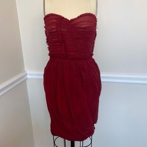 VINTAGE DEREK LAM draped bustier burgundy Silk Chiffon dress size 4